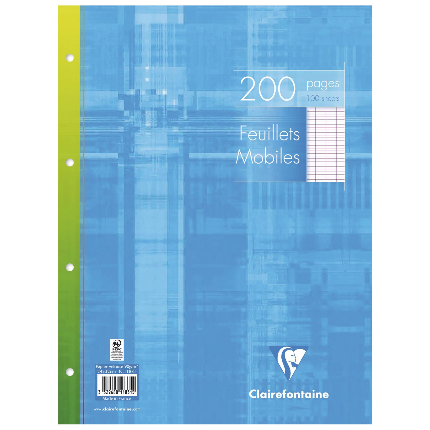 3329680118315 - Loseblattwerk in Folie 200 Seiten perforiert 4 Löcher großkariert Clairefontaine