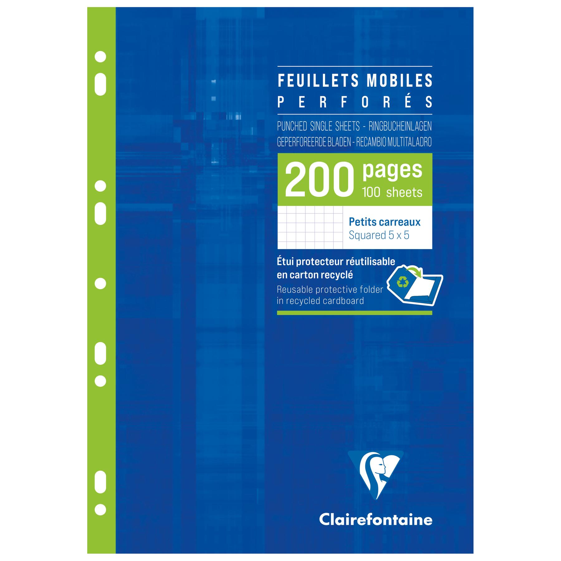 3329680175202 - Loseblattsammlung im Schuber a4 200 Seiten gelocht kleinkariert Clairefontaine