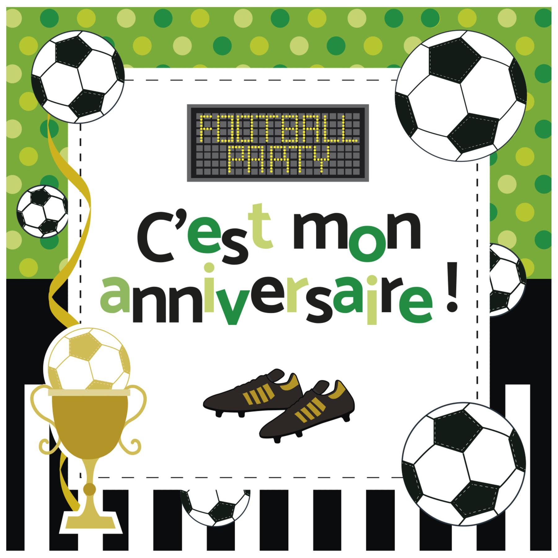 3329680200331 - Geburtstagseinladungskarte 8 einfache Karten + 8 Umschläge Kinderfußball Pollen