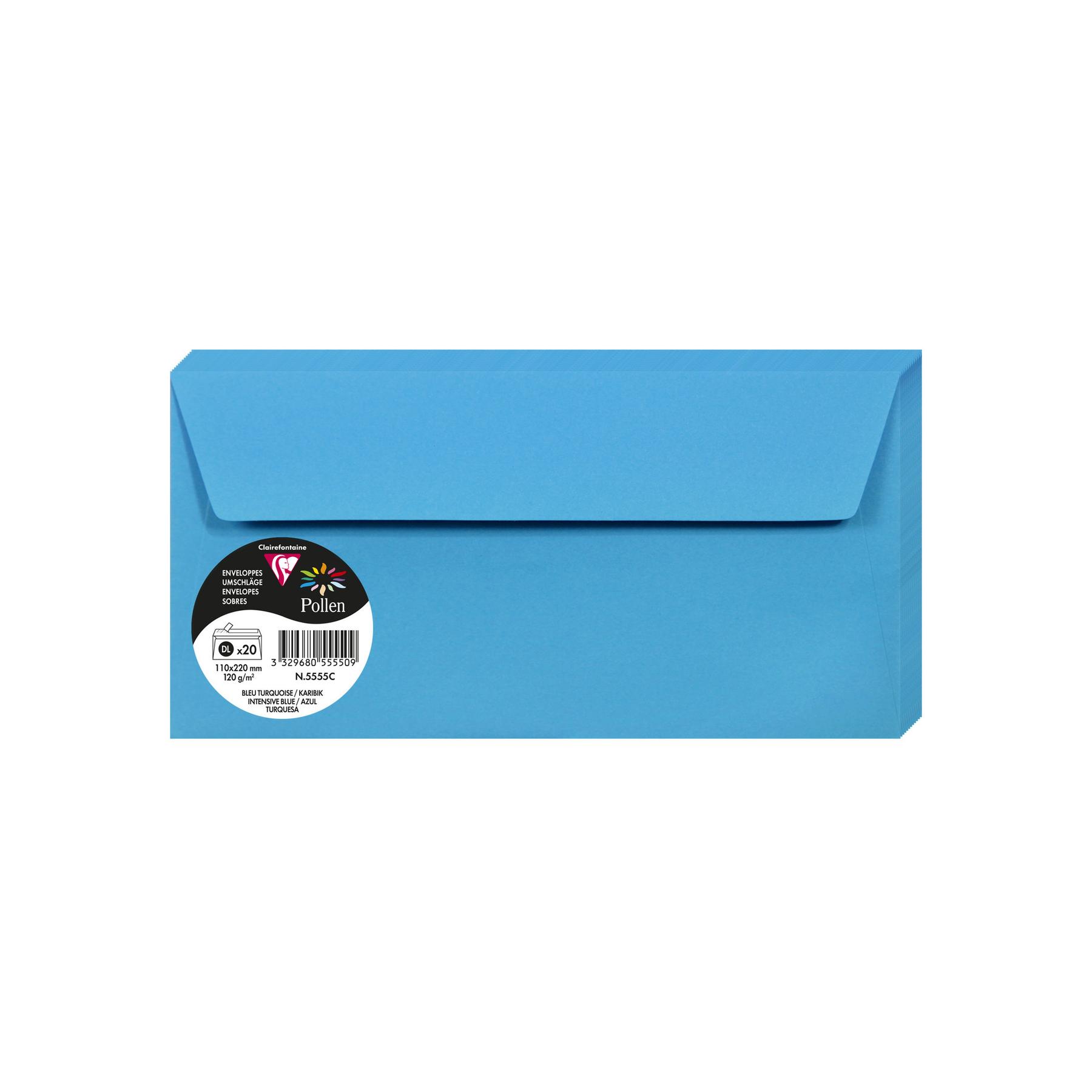 3329680555509 - Designbriefumschläge Din Lang Pollen ohne Fenster haftklebend 120g karibikblau 3329680555509 20 Stück