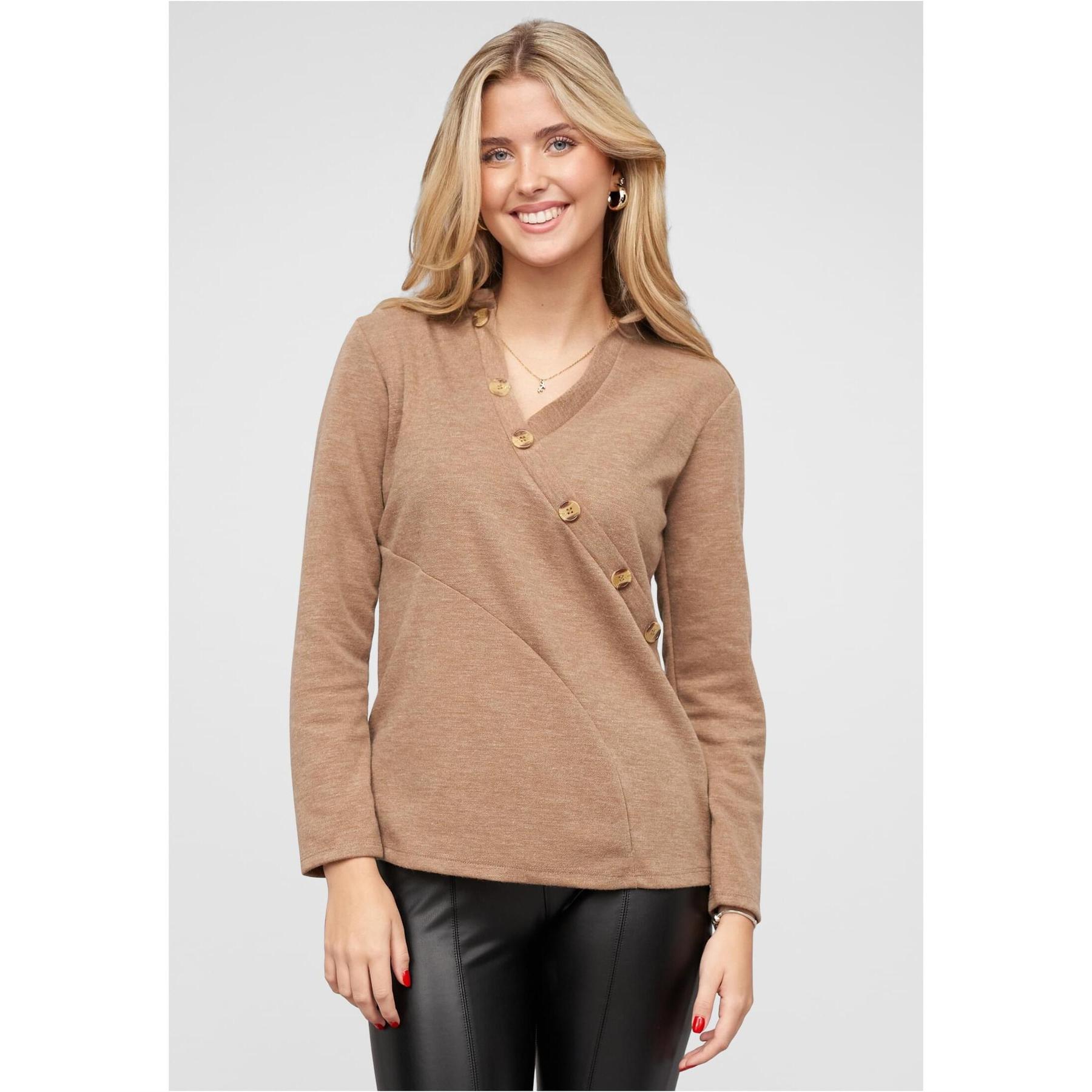 4252005462314 - Pullover mit asymmetrischem Knopfverschluss für Damen Cloud5ive 4252005462314 - Pullover mit asymmetrischem Knopfverschluss für Damen Cloud5ive