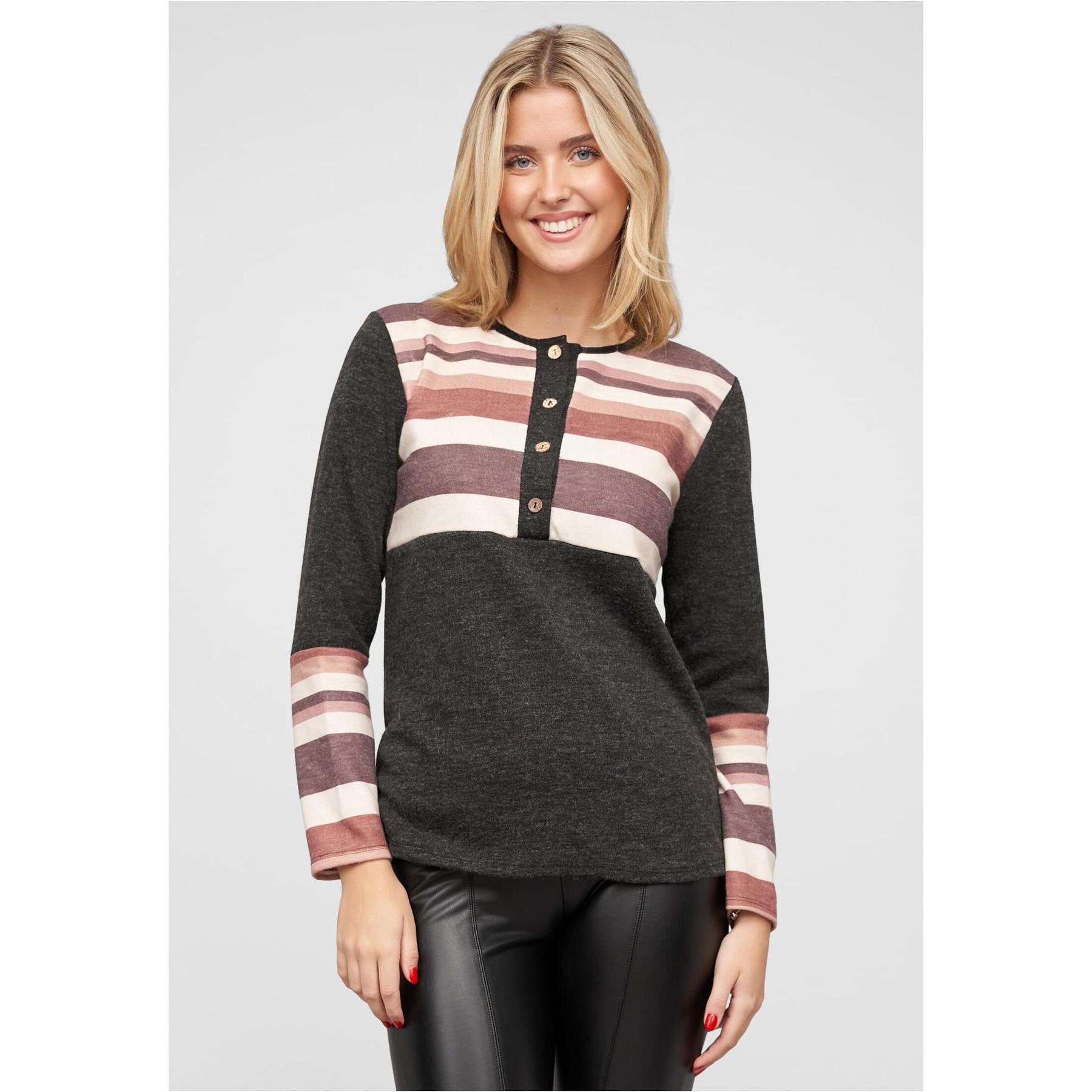 4252005464080 - Damen-Sweatshirt mit Knöpfen Cloud5ive