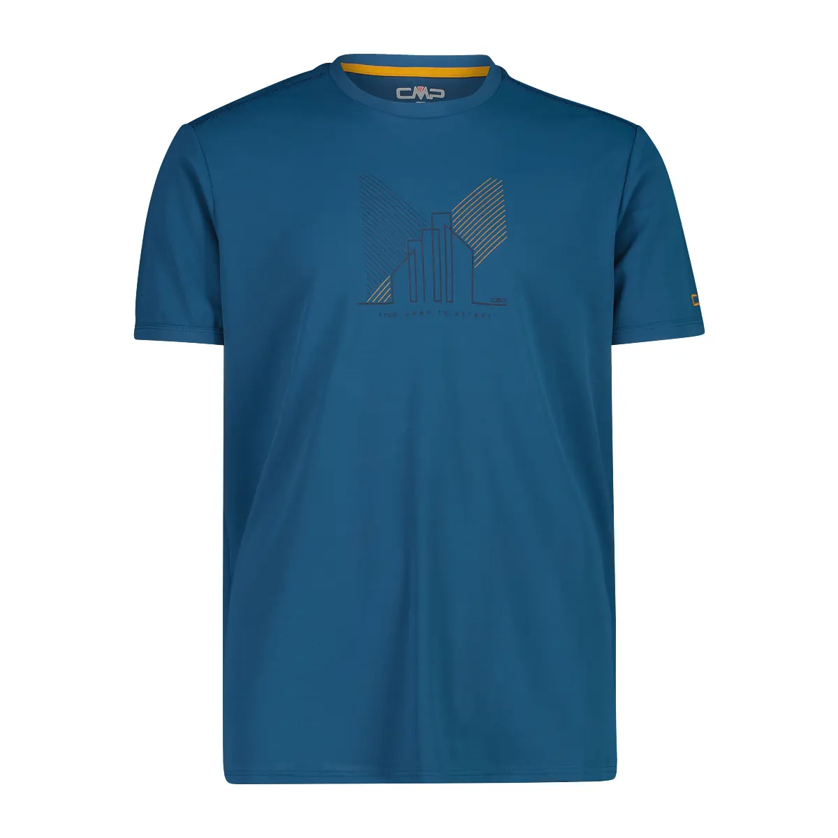 Cmp Herren Bleu Piqué Shirt Mit Adventure Druck