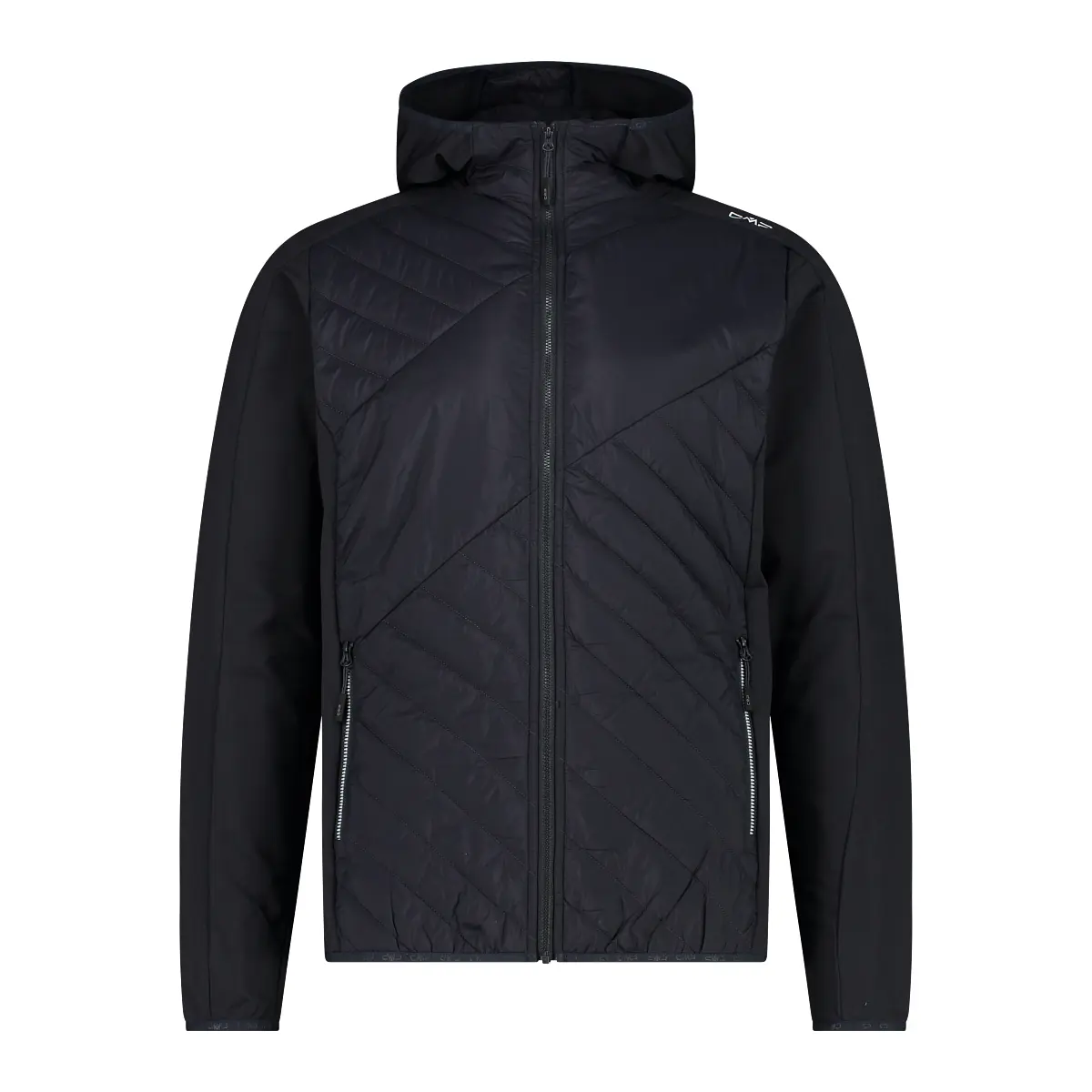 Cmp Men's Gris Hybrid Down Jacket With Fixed Hood