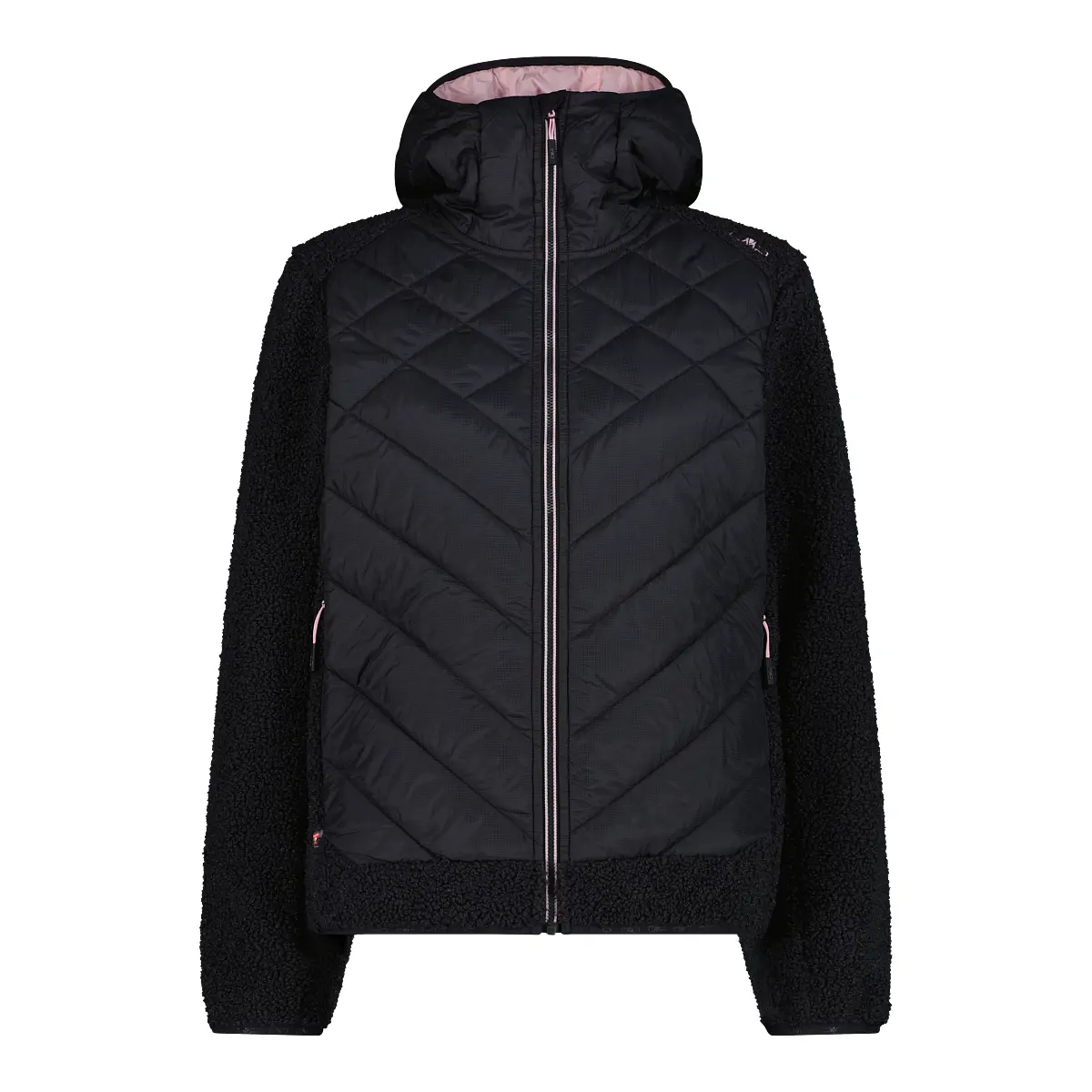 Cmp Women's Gris Hooded Hybrid Puffer Jacket
