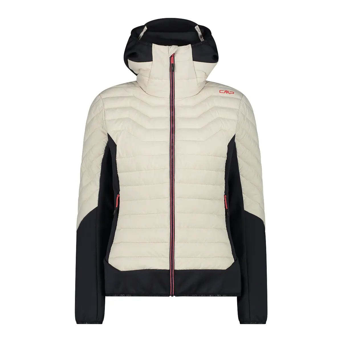 Cmp Women's Blanc Hybrid Puffer Jacket With Fixed Hood For