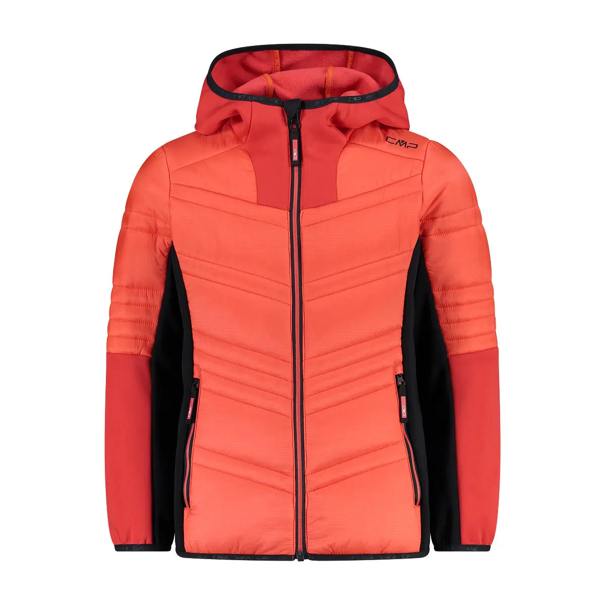 Cmp Girls Orange Hybrid Hooded Jacket For