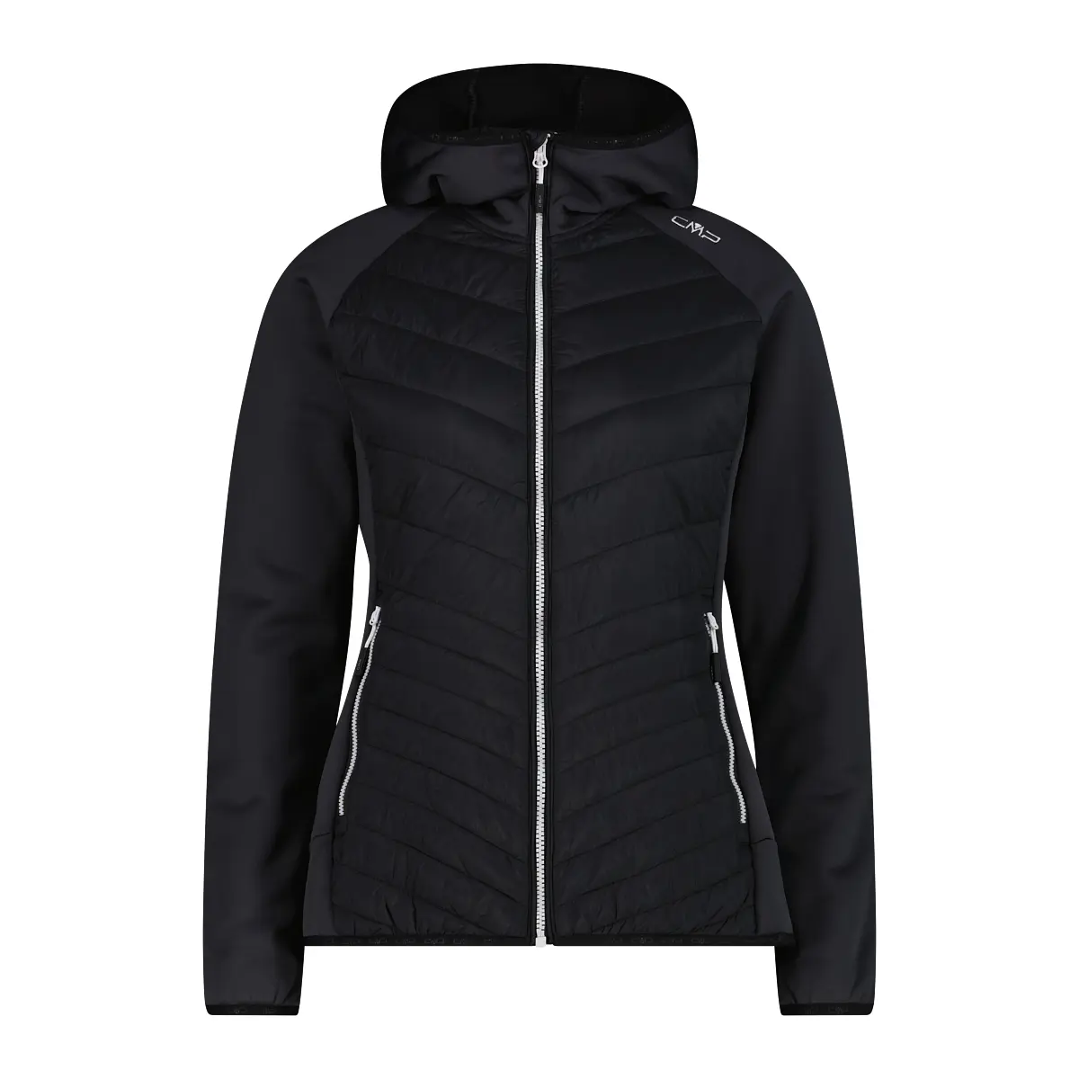 Cmp Women's Gris Hybrid Hooded Puffer Jacket