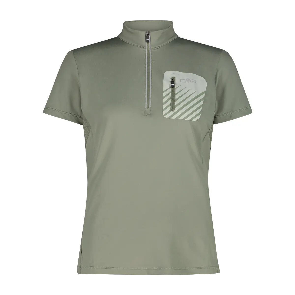 Cmp Femme Vert T-Shirt ½ Zip Avec Poche
