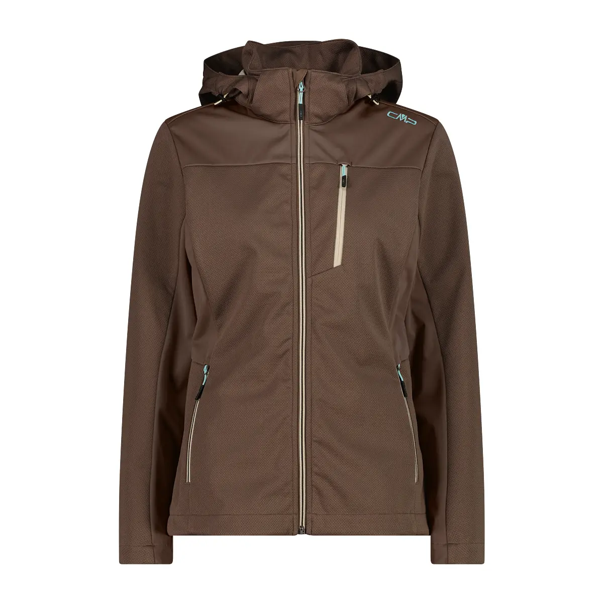 Cmp Femme Marron Veste Imperméable À Capuche Amovible Softshell