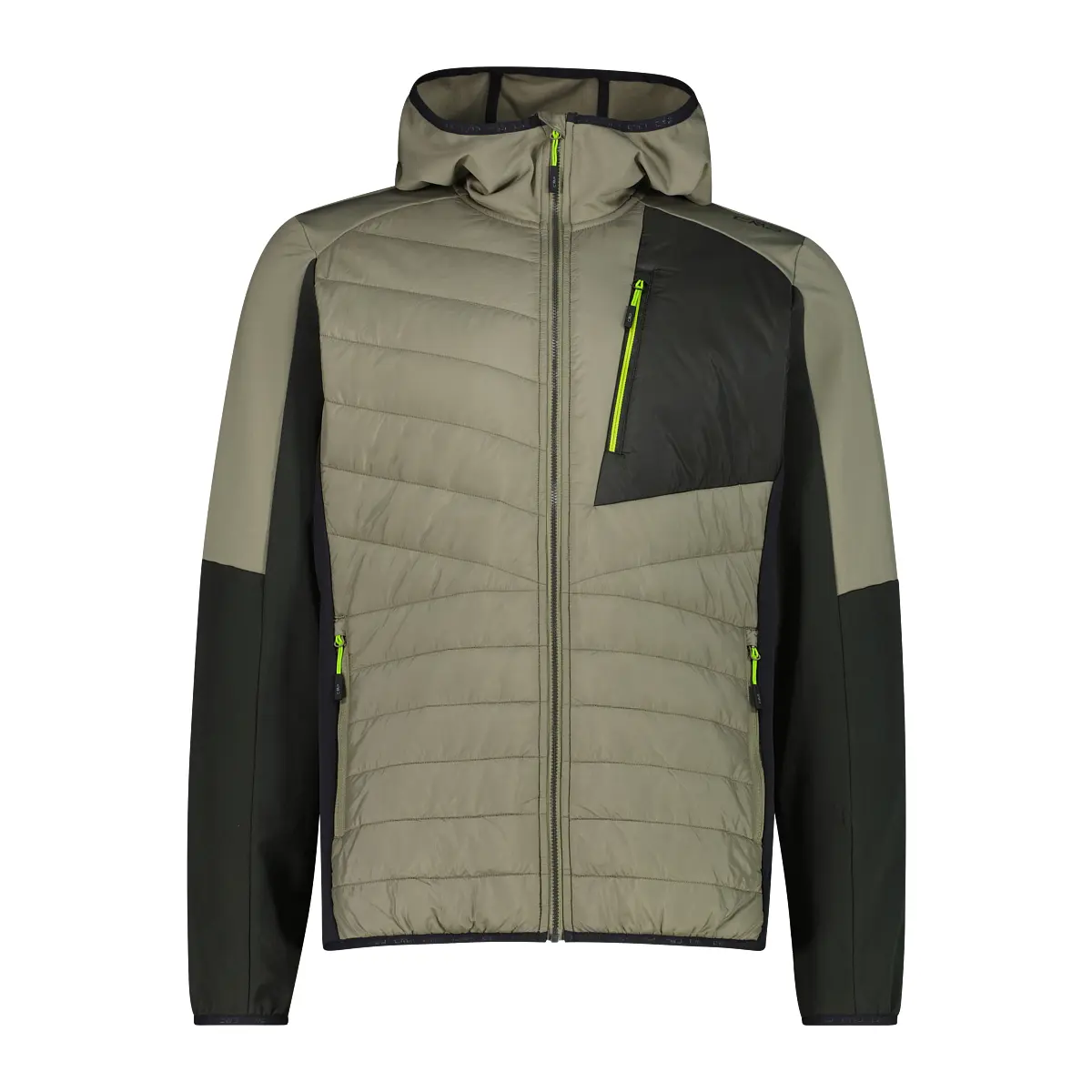 Cmp Men's Gris Hybrid Hooded Jacket Performance Stretch