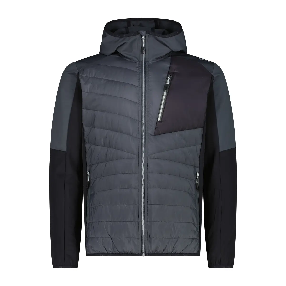 Cmp Men's Gris Hybrid Hooded Jacket Performance Stretch