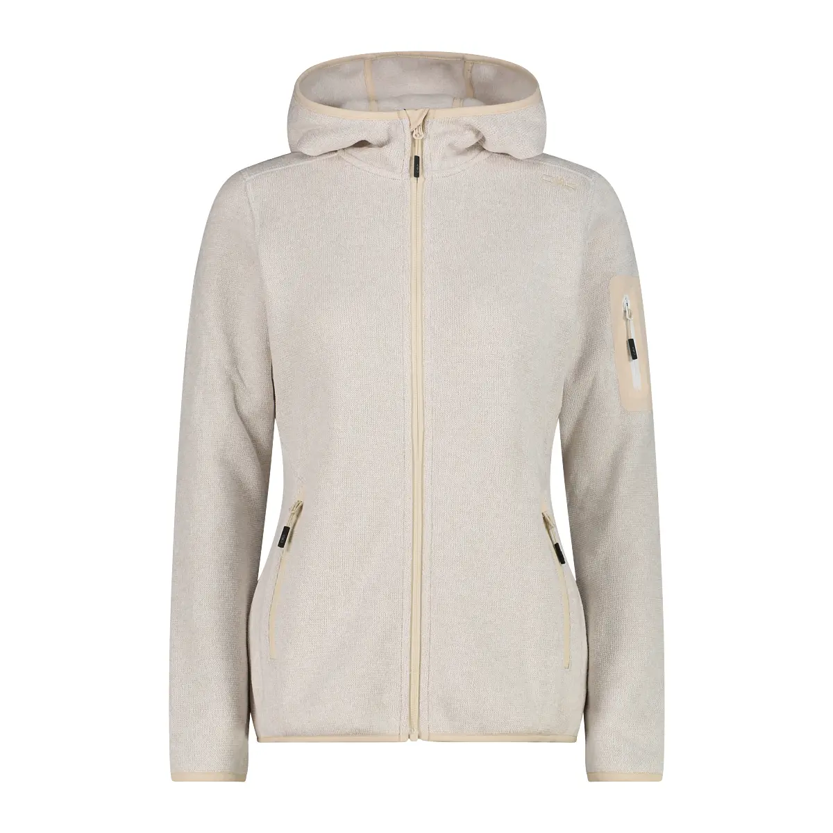 Cmp Mujer Beige Polaire Con Capucha Gruesa De Punto Knit-Tech