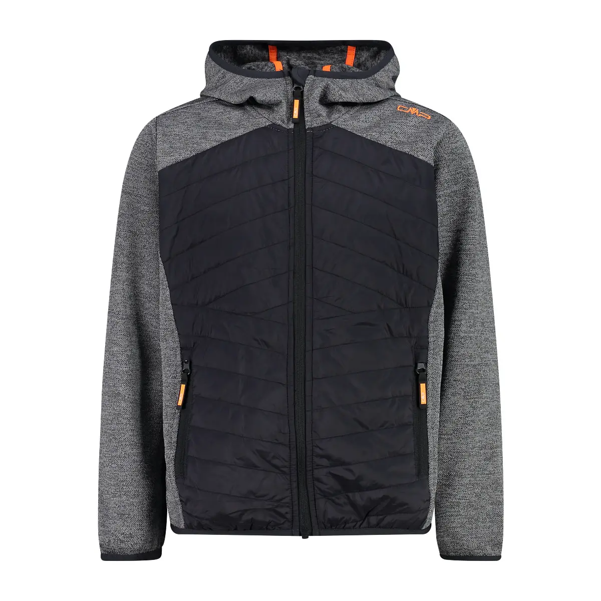 Cmp Boys Gris Hybrid Hooded Fleece For Kids