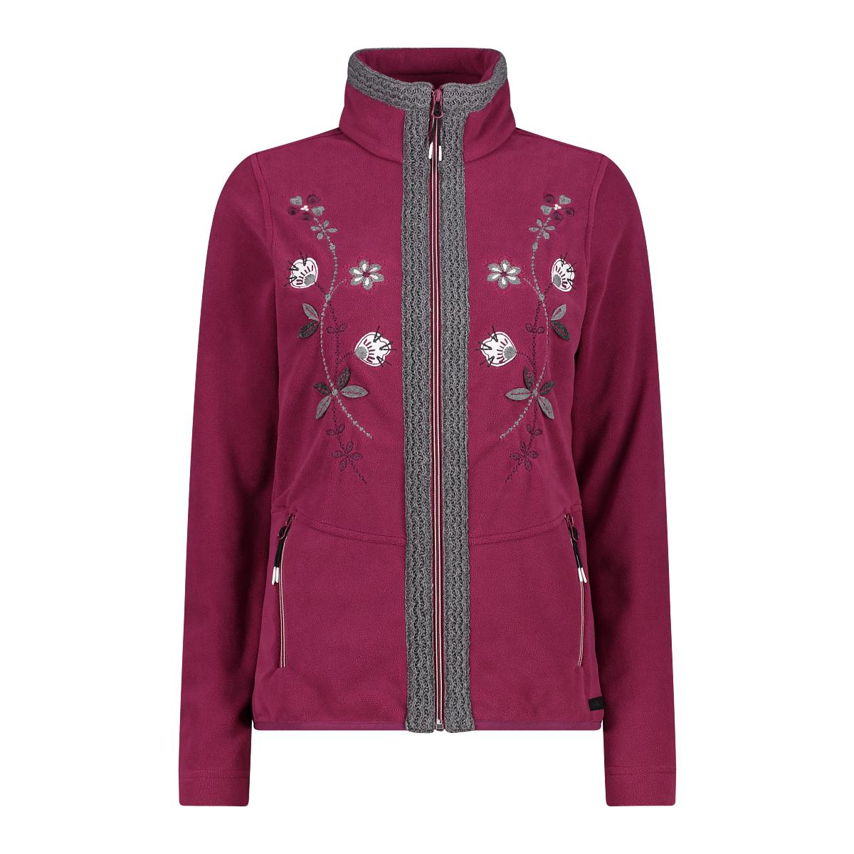 Felpa con zip e ricamo floreale donna CMP