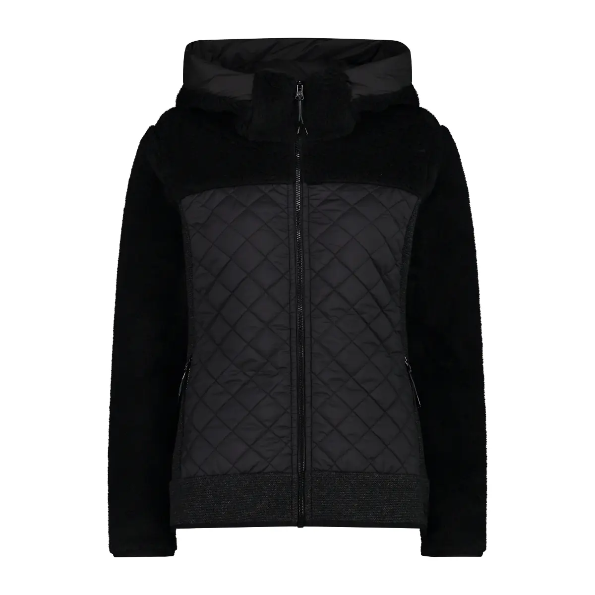 Cmp Women's Noir Wooltech Hoodie Teddy Fur Effect