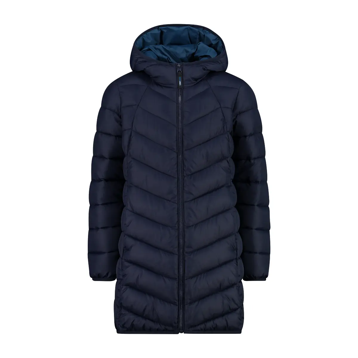 Lange Mädchen Steppjacke mit Kapuze CMP