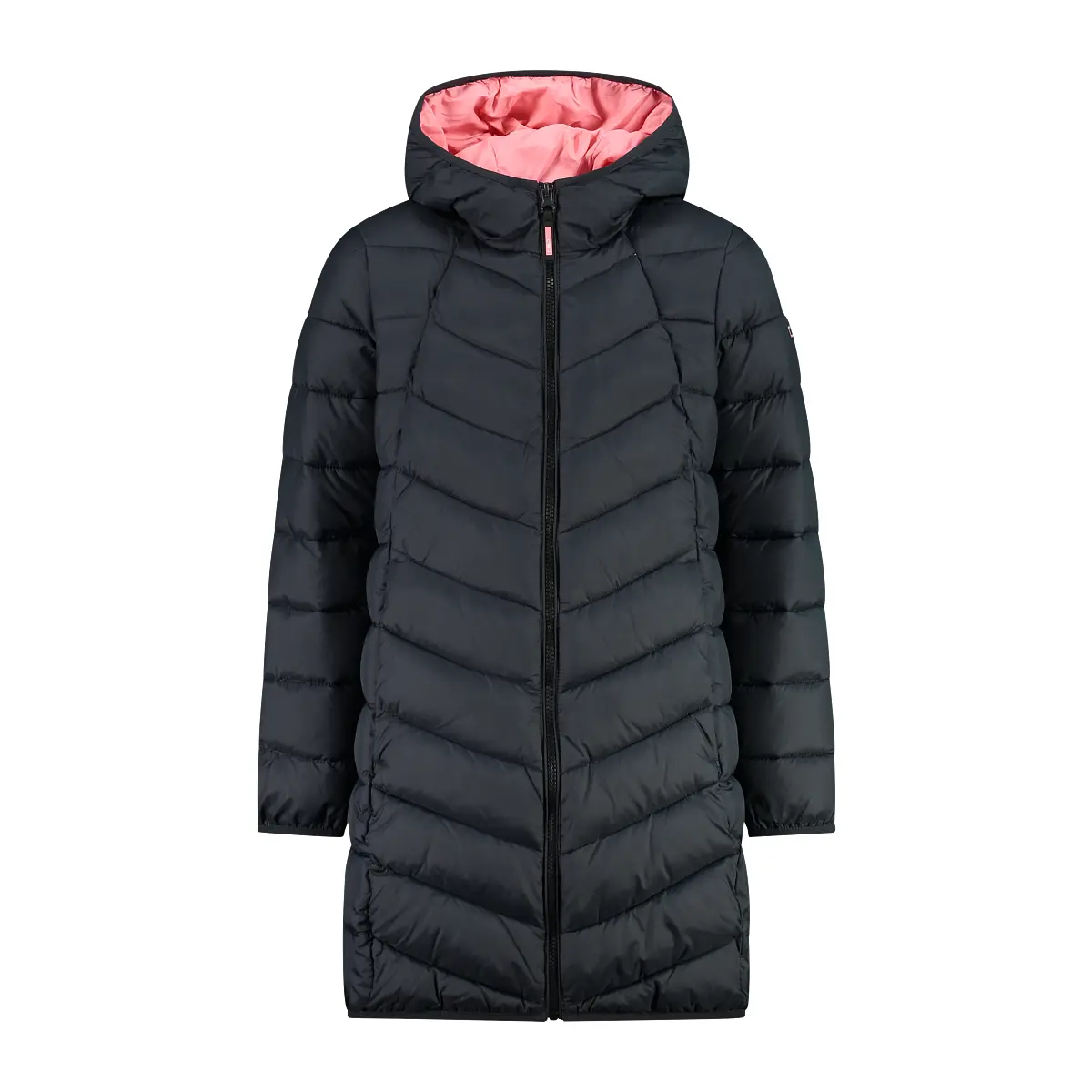 Lange Mädchen Steppjacke mit Kapuze CMP