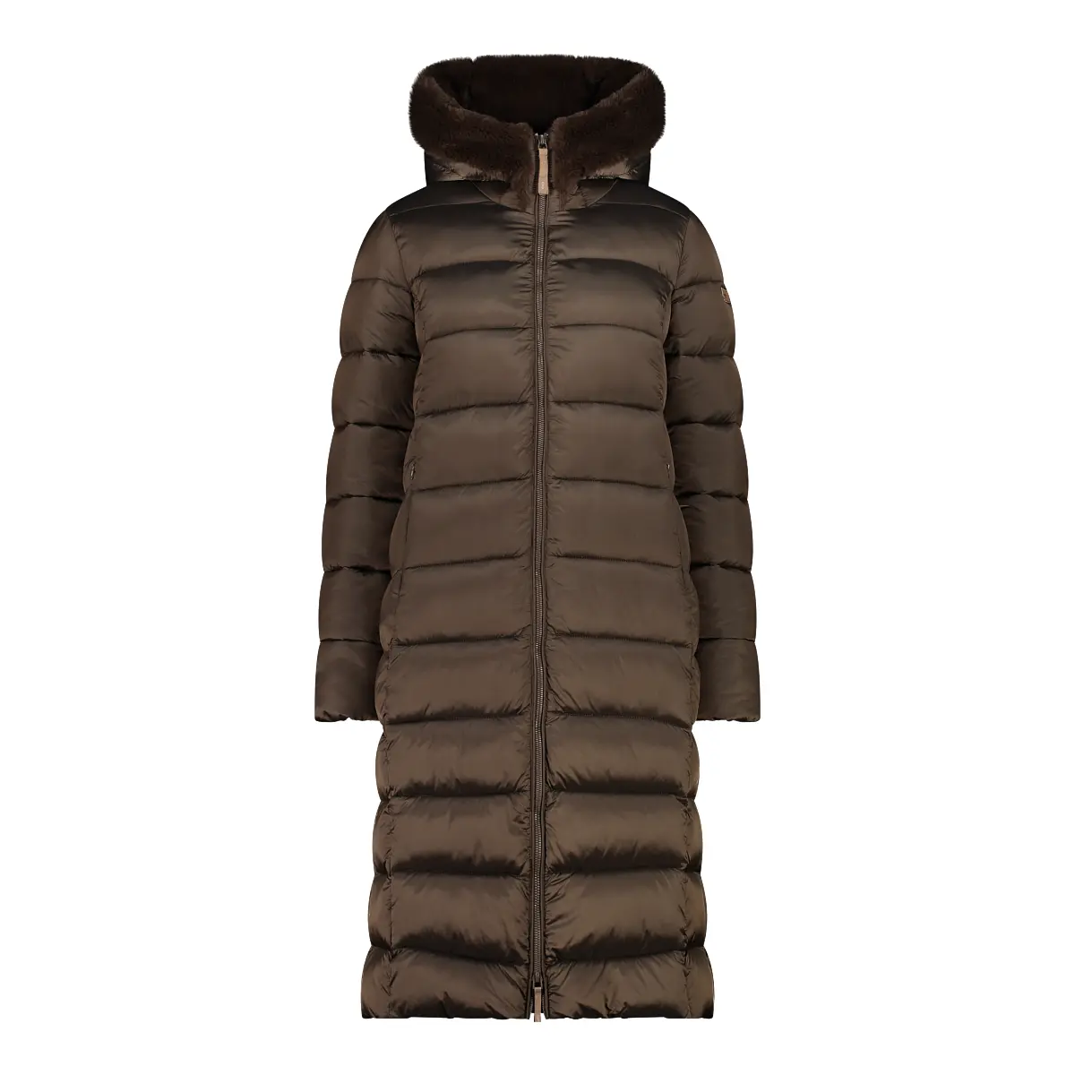 Damen lange Steppjacke mit Kapuze CMP