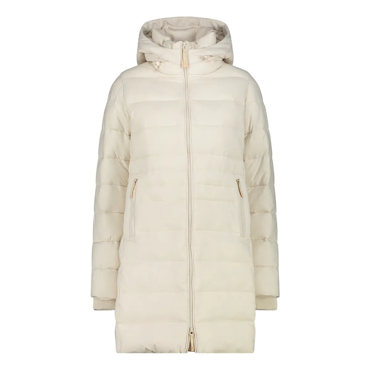 Damen lange Steppjacke mit Kapuze CMP