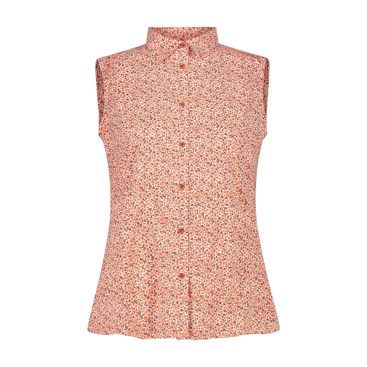Cmp Women's Orange Floral Print Sleeveless Shirt