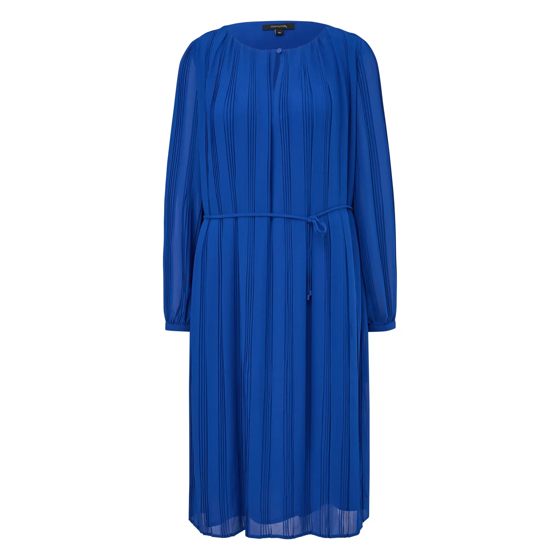 Robe lunga in mousseline a righe con colletto a bottoni e cintura annodata donna COMMA
