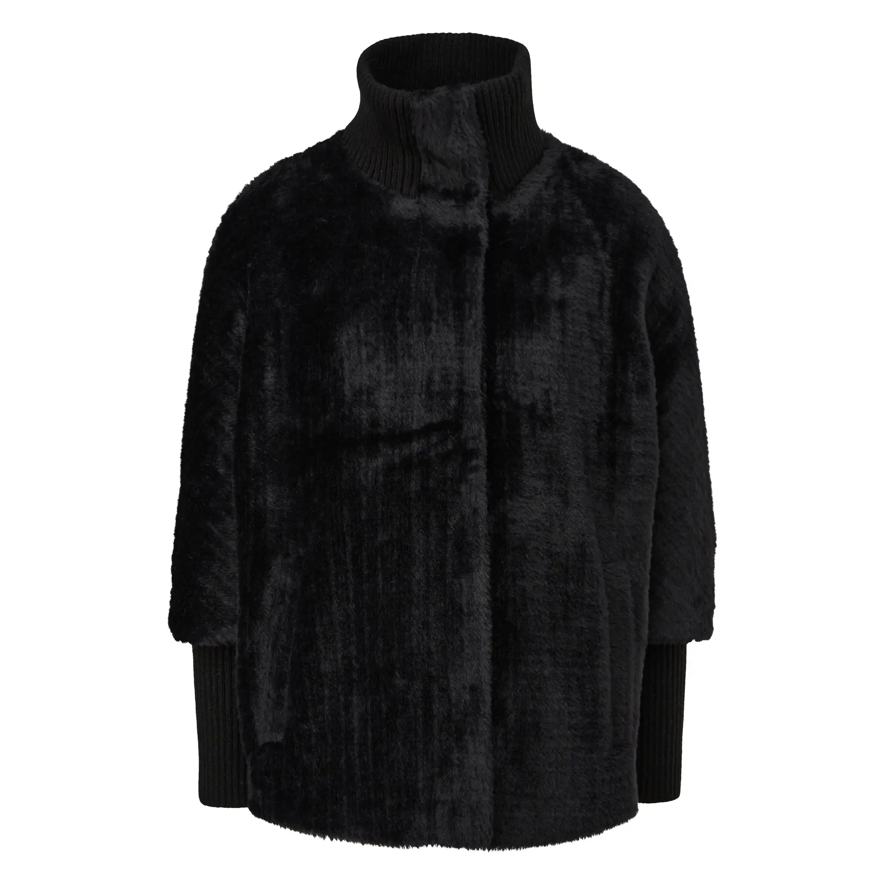 Polaire stile cappotto in finta pelliccia a collo a maglia polare donna COMMA