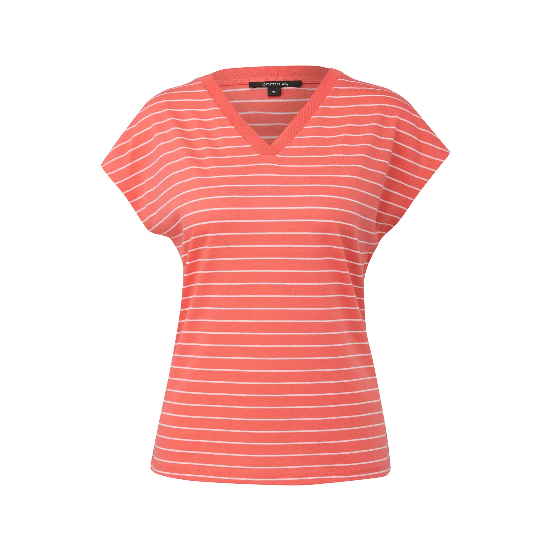 T-shirt a V righe in viscosa donna COMMA