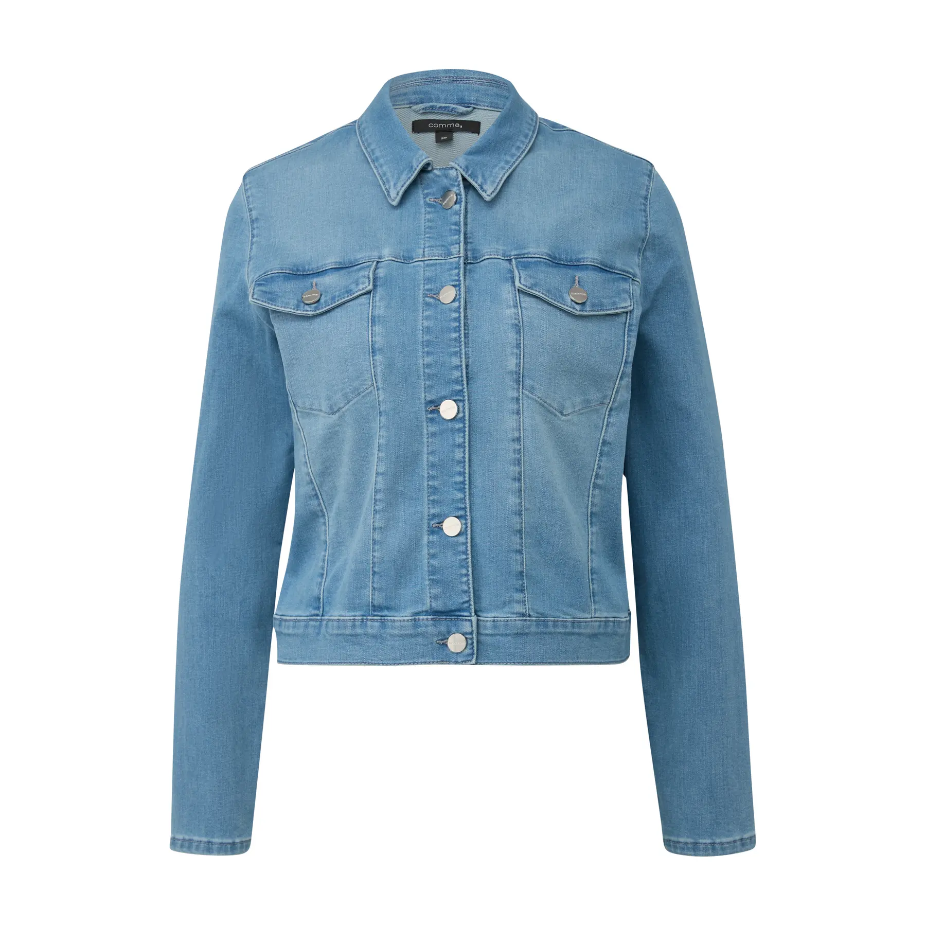 Damen Jeansjacke mit Umlegekragen und Knopfleiste COMMA