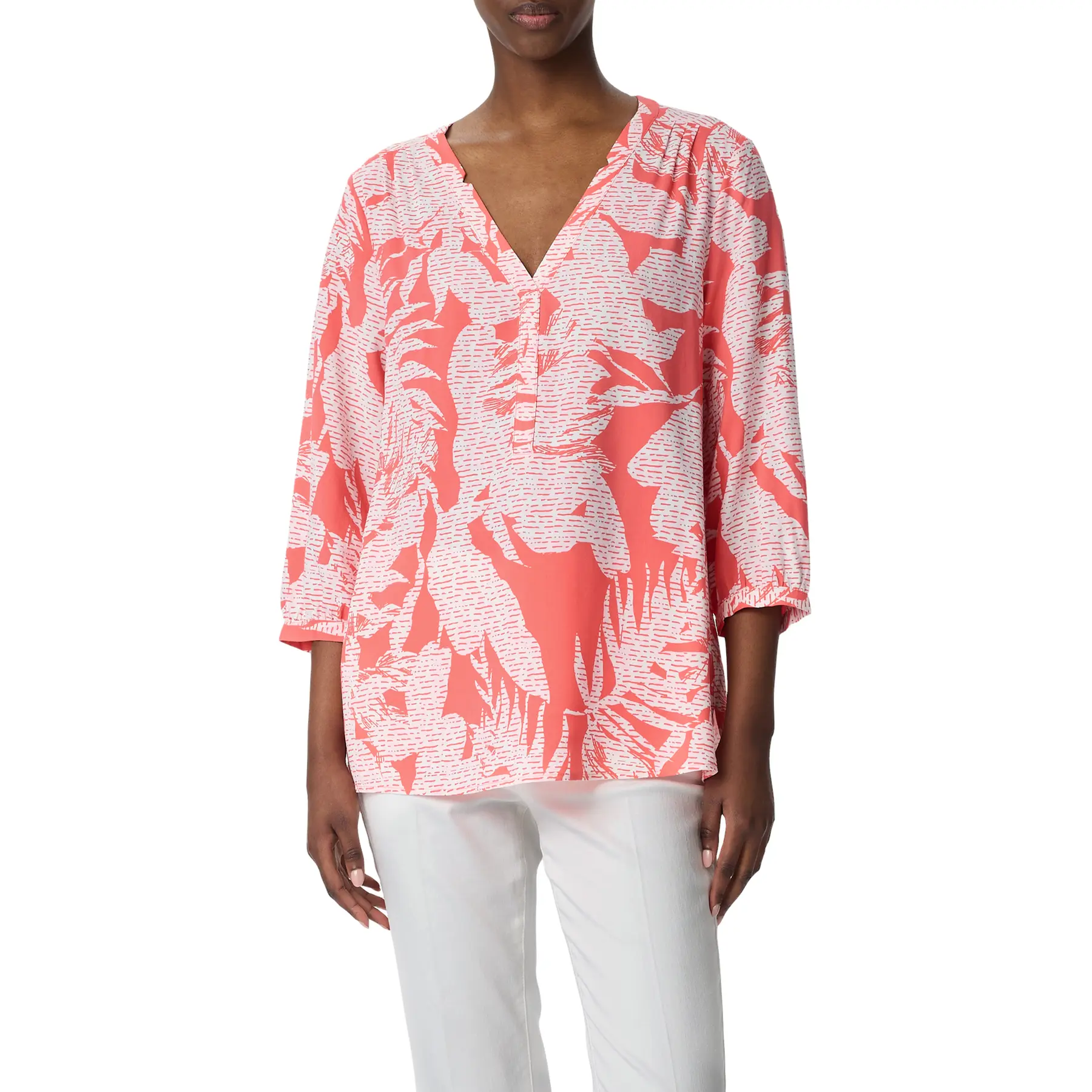 Blusa a fantasia con col tunisino e pieghe donna COMMA