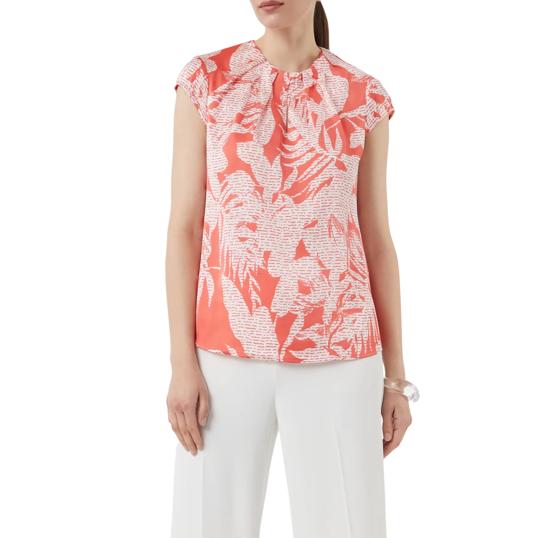 Blusa in satin con stampa e dettagli arricciati donna COMMA
