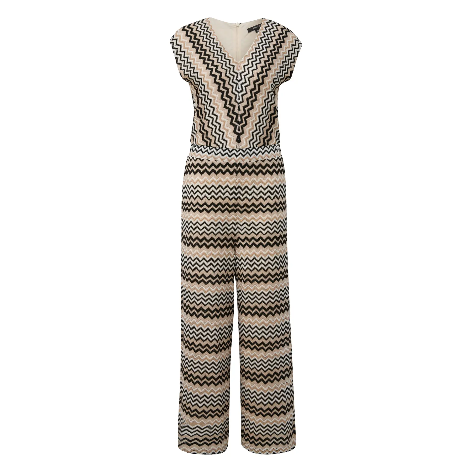 Tuta in maglia a V con motivo a zig zag donna COMMA