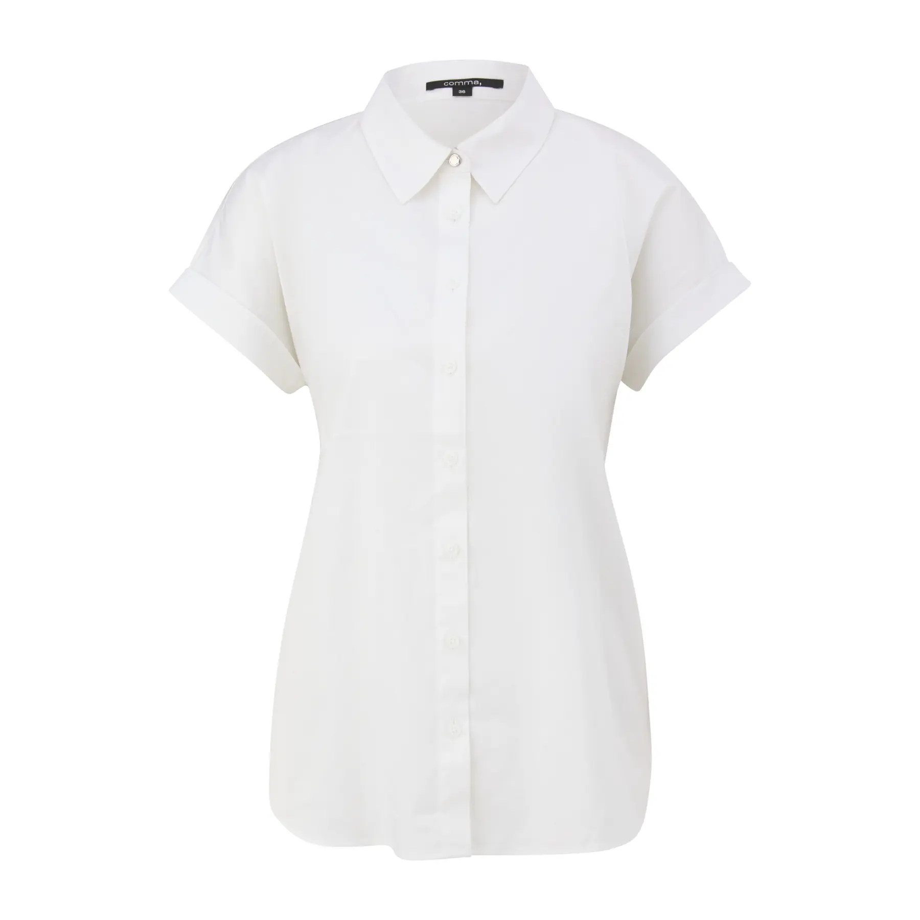 Blusa in cotone misto a maniche corte e risvolti fissi donna COMMA