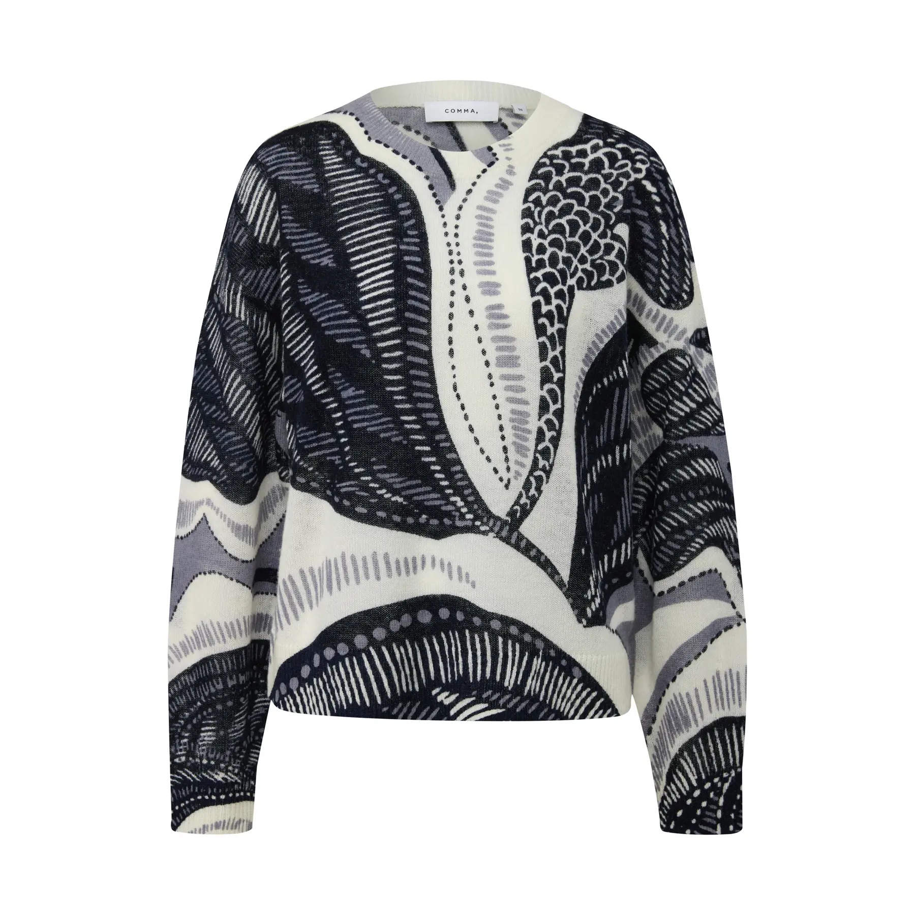 Pull in maglia con taglio morbido e motivo integrale donna COMMA