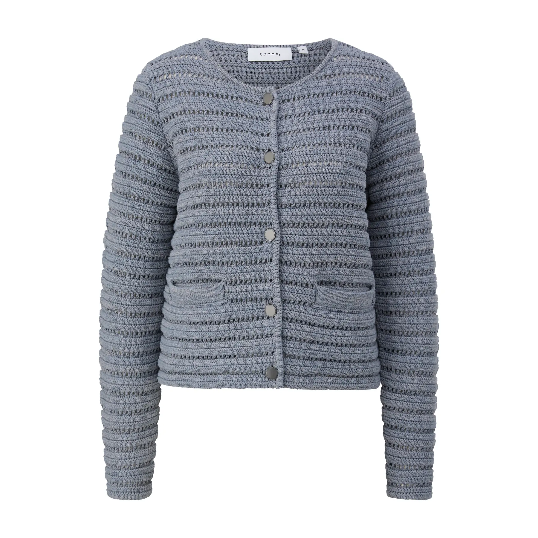Kurzer Cardigan mit strukturiertem Muster und Paspeltaschen Damen COMMA