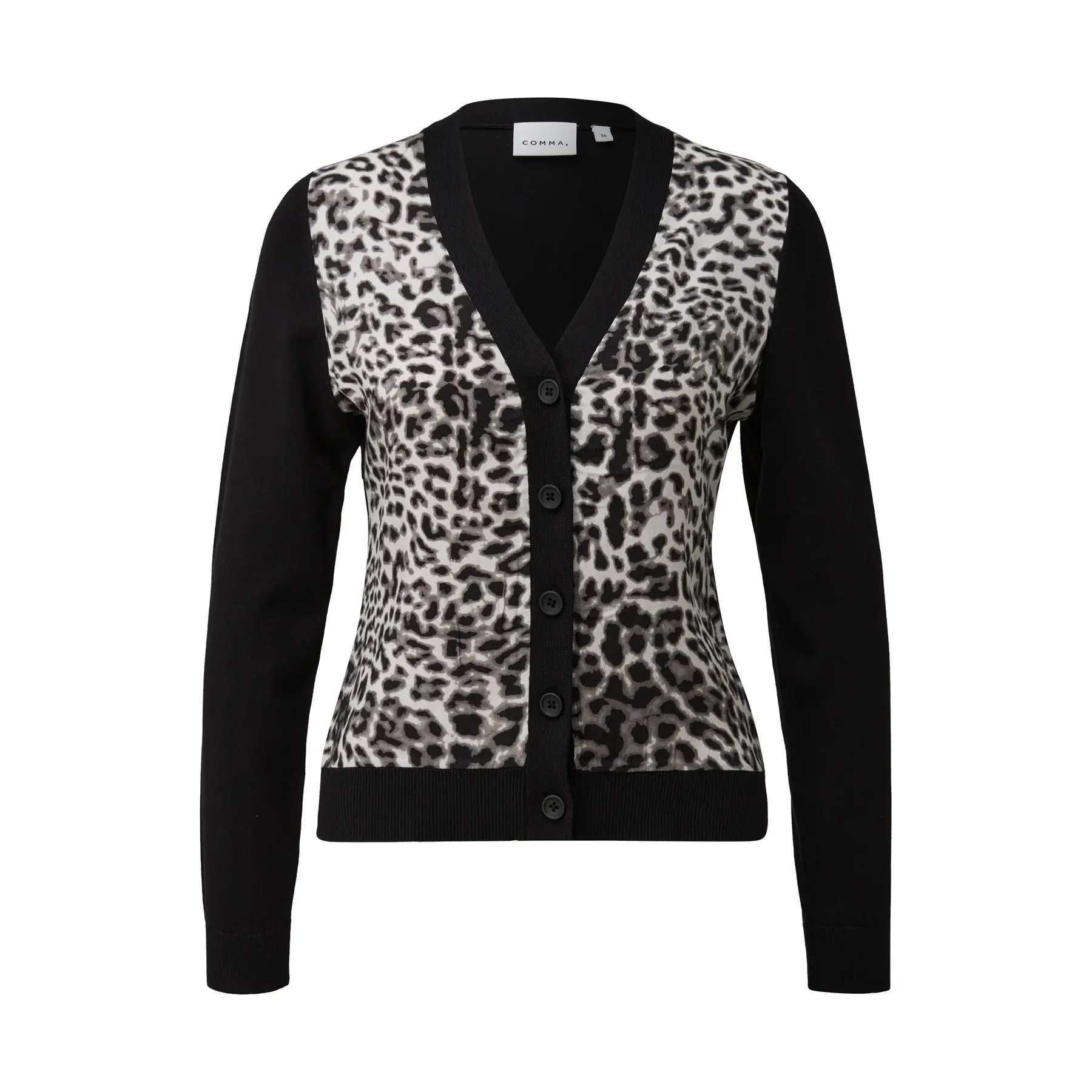 Damen Cardigan aus feinem, weichem Stoff mit Leopardenmuster COMMA