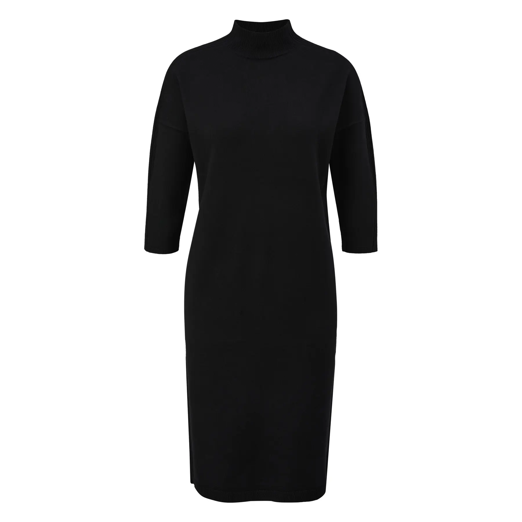Abito corto in maglia di viscosa a costine con collo alto maniche 3/4 donna COMMA