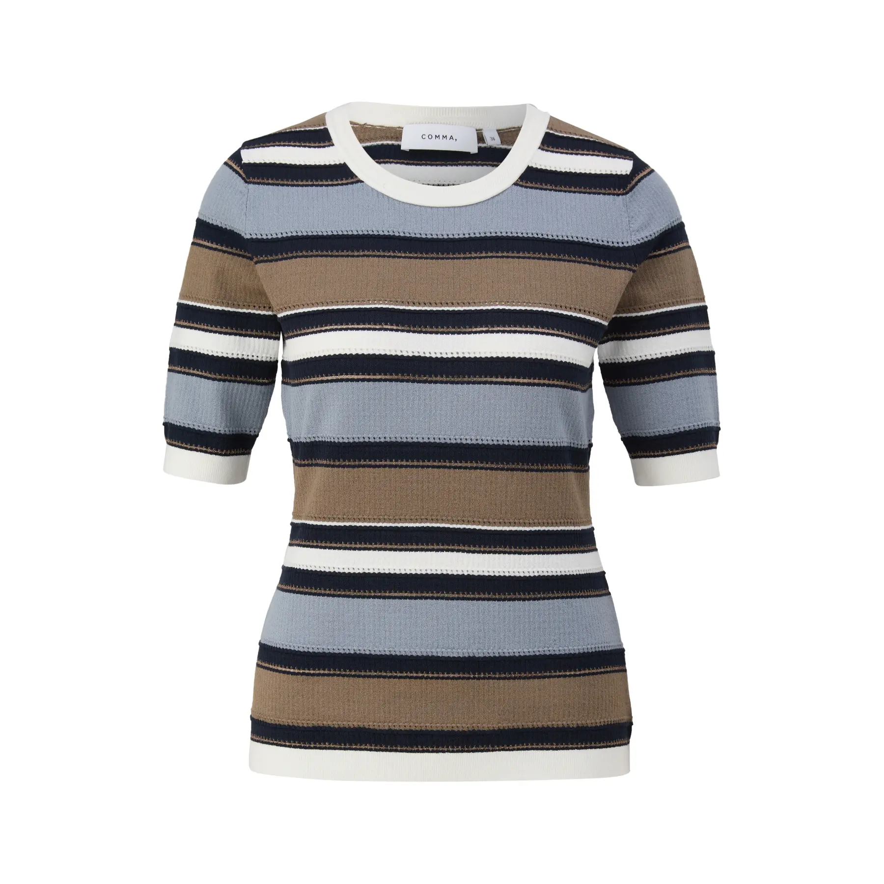 Pull a maniche corte in maglia con motivo a righe donna COMMA