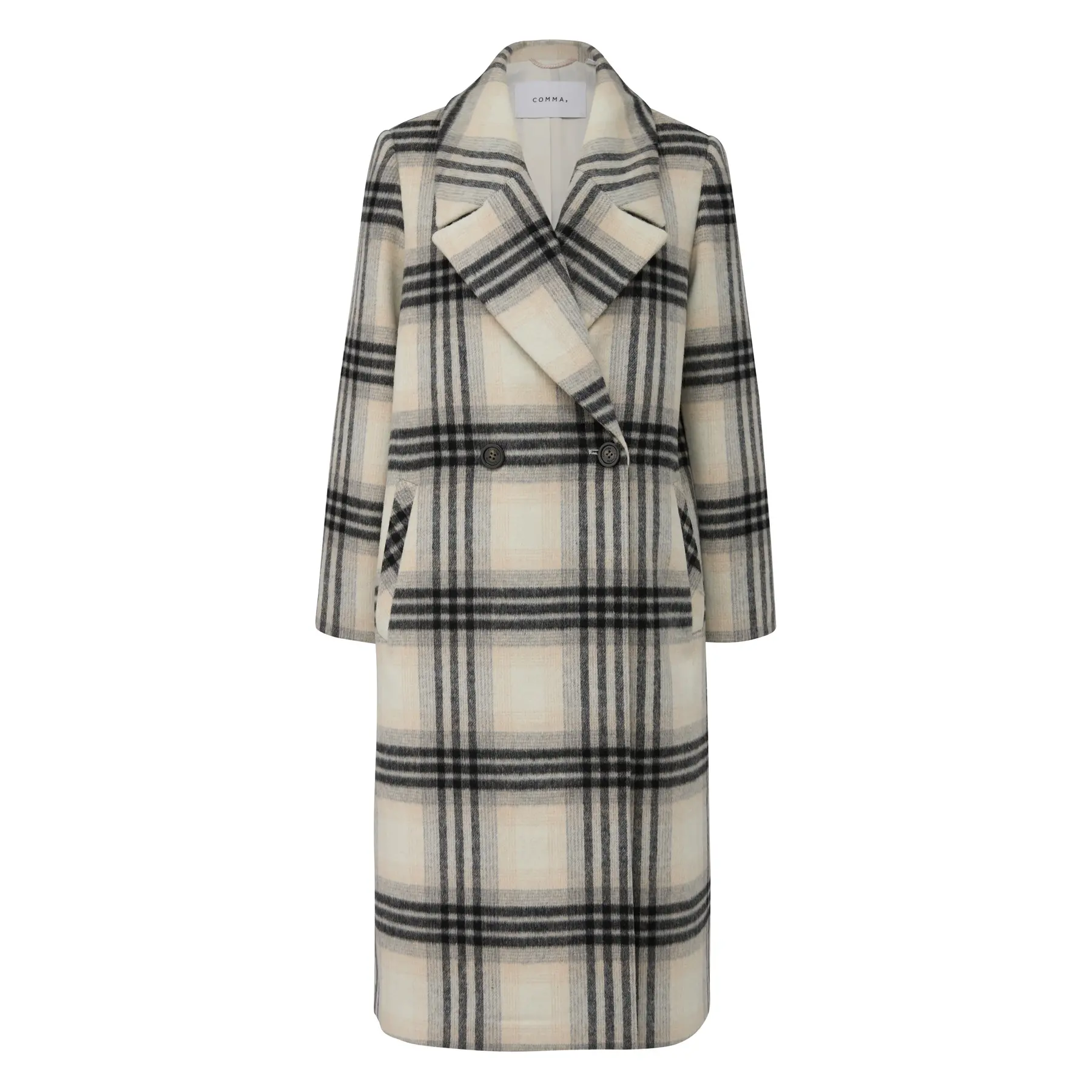 Manto blazer maxi in misto lana a motivo Prince di Galles donna COMMA