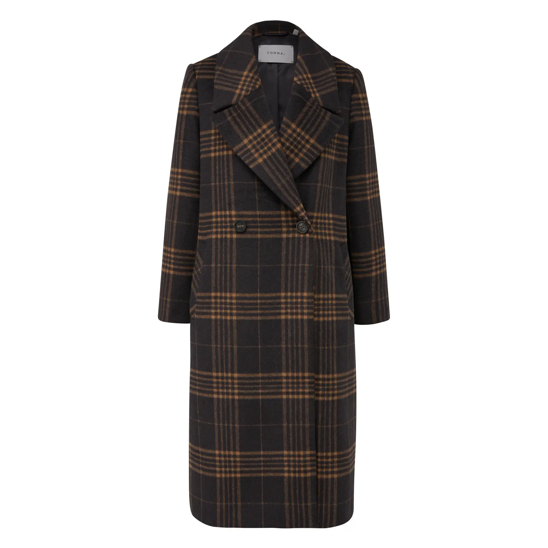 Maxi Blazer Mantel aus gemischter Wolle mit Prince-of-Wales-Muster Damen COMMA
