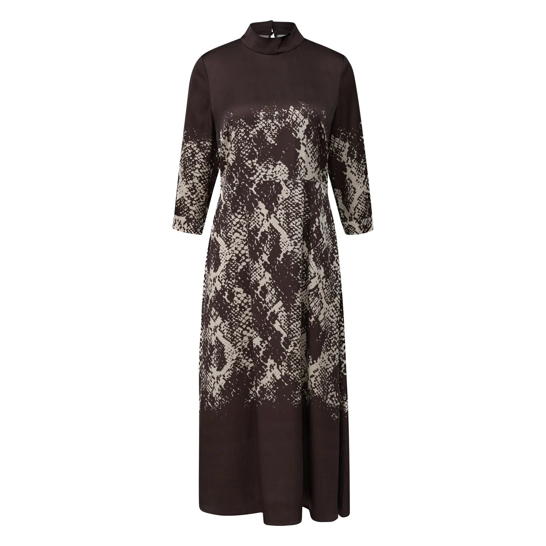 Midikleid Aus Satin Mit Weitem Saum Print 3/4-Ärmel Damen Comma