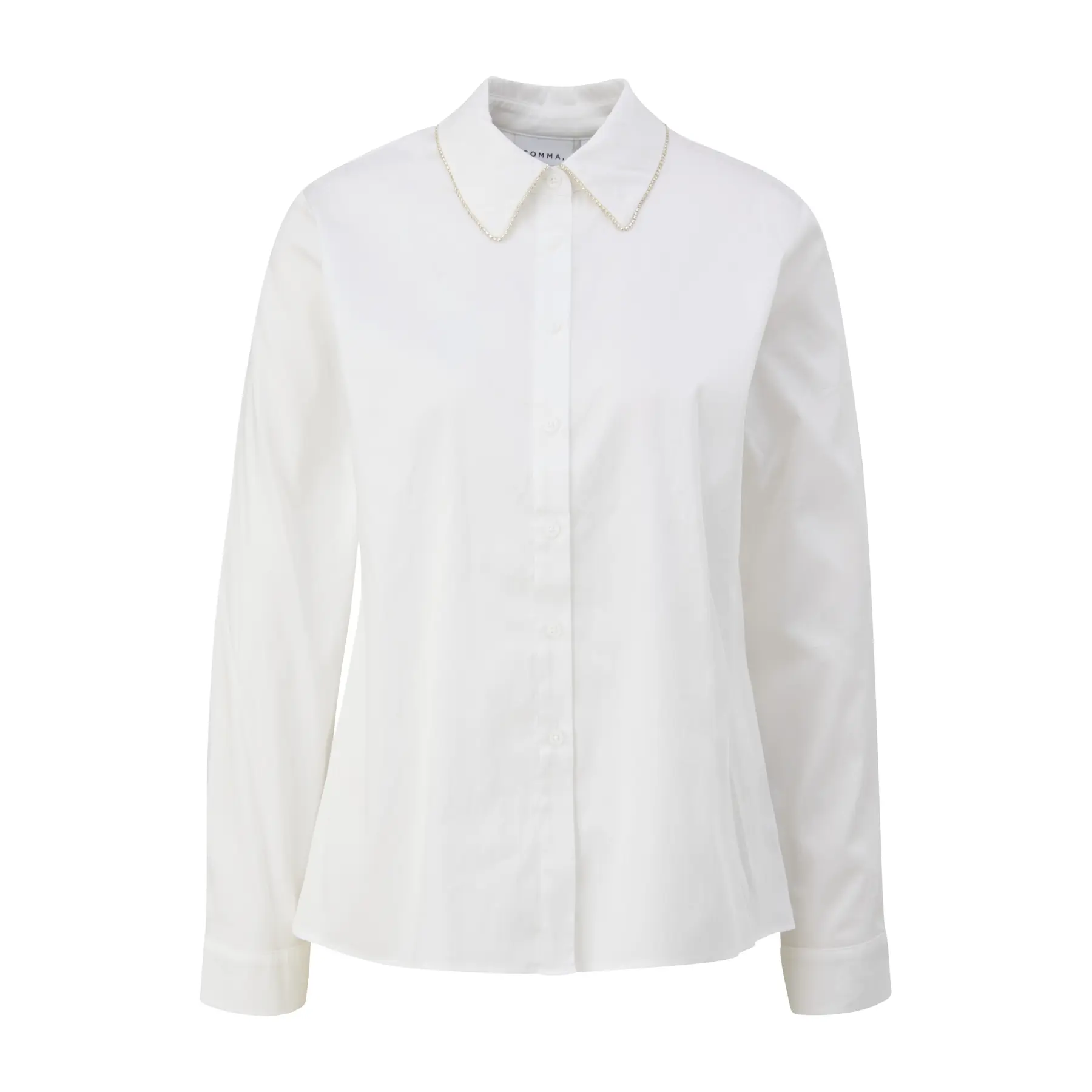 Women's Stretch Cotton Poplin Shirt With Collar Comma