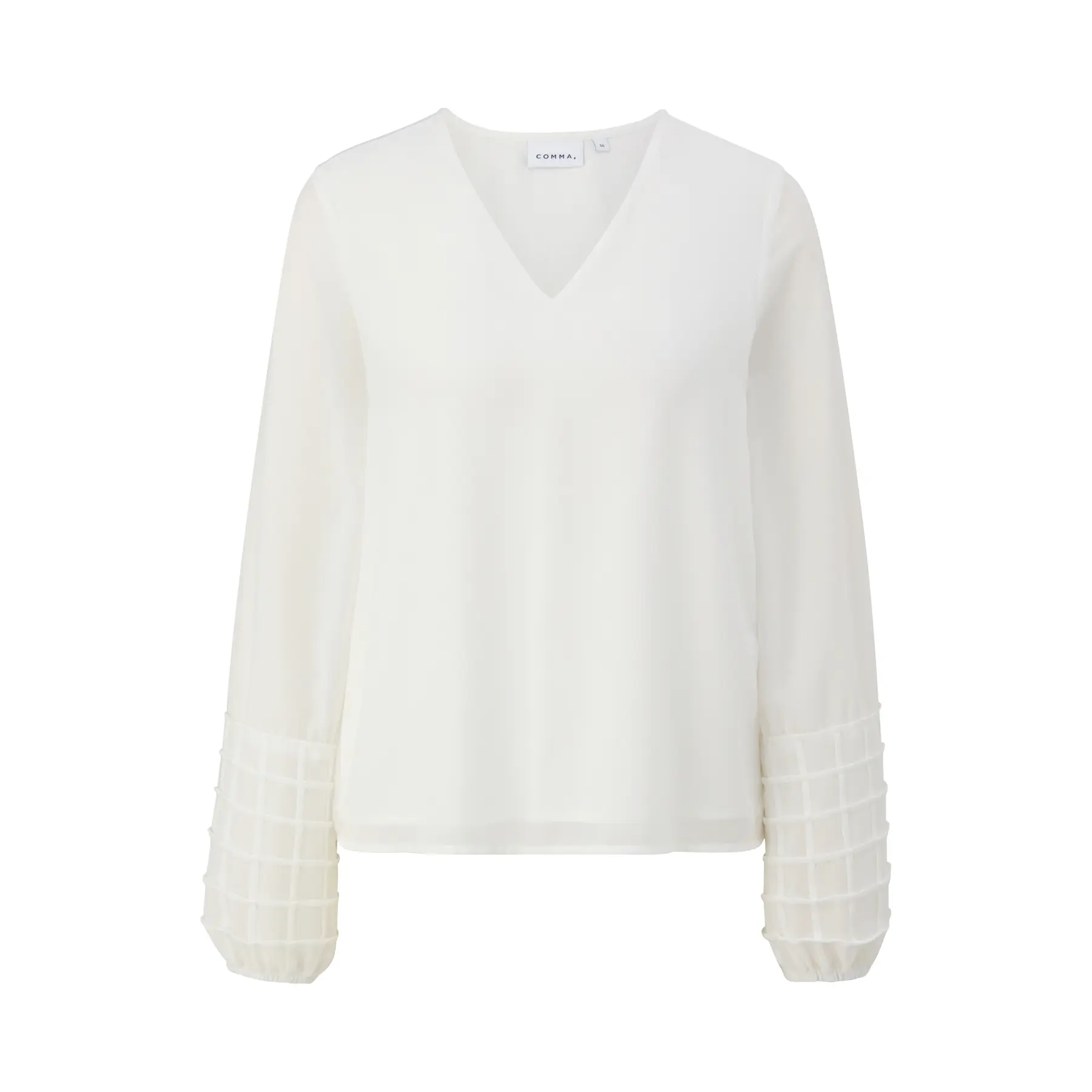 Blusa a maniche lunghe in mousseline di viscosa con ricamo 3D donna COMMA