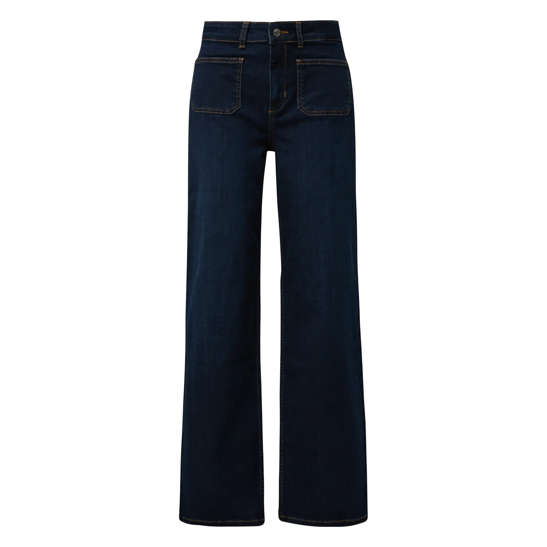 Hochgeschnittene Wide Leg Jeans mit Used-Effekt für Frauen COMMA