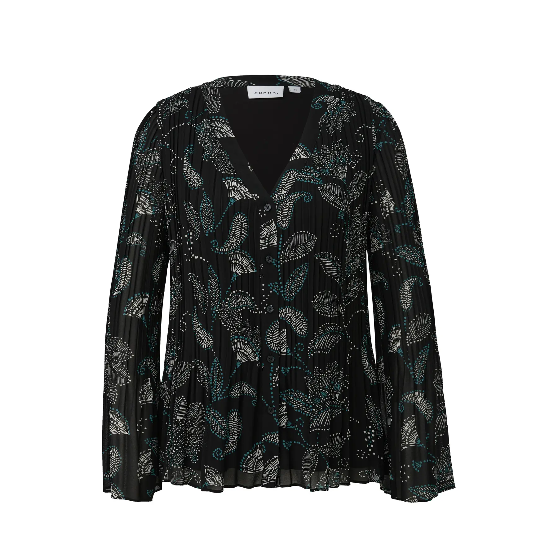 V-hals geplooide chiffon blouse met bloemenprint dames COMMA