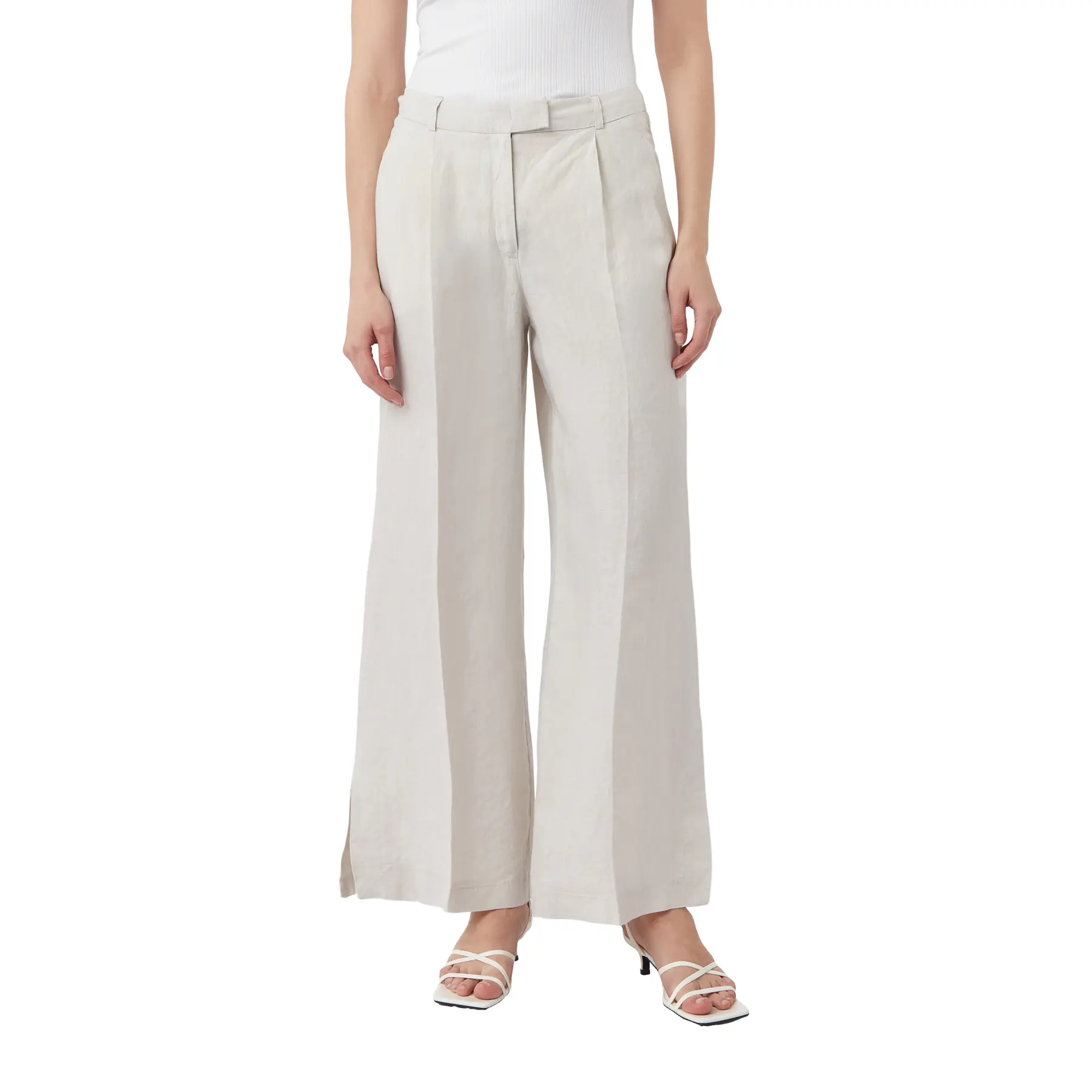 Pantaloni da cerimonia stile Marlène in lino con spacchi fondo donna COMMA