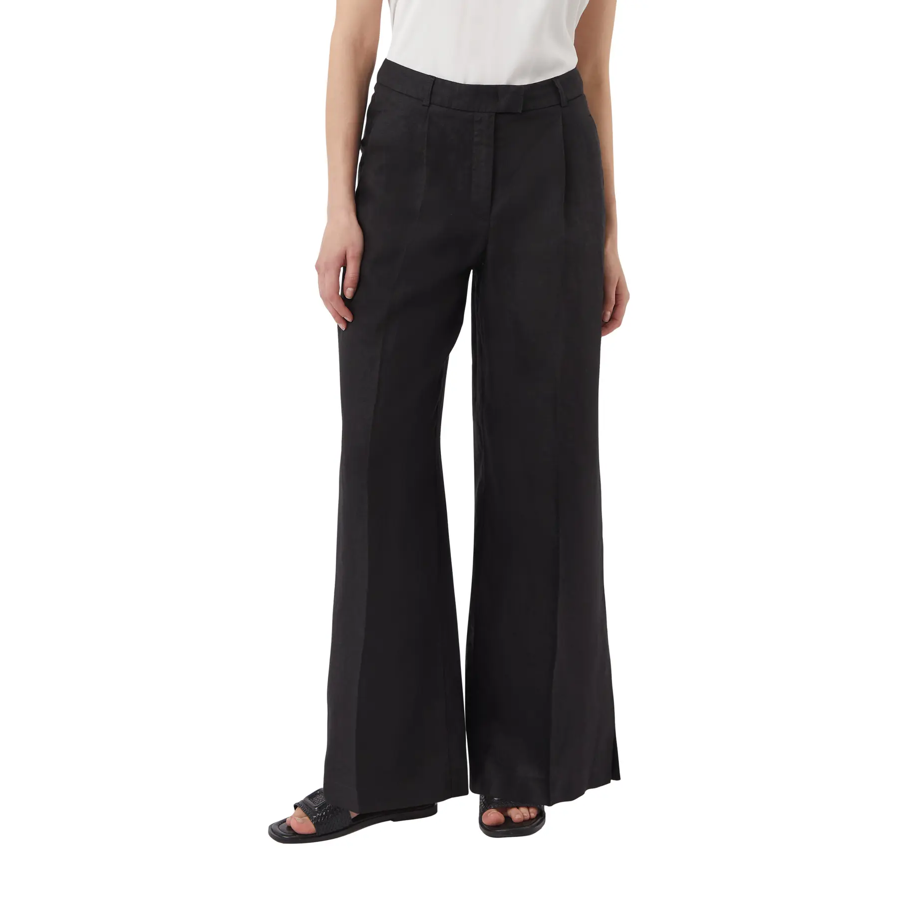 Pantaloni da cerimonia stile Marlène in lino con spacchi fondo donna COMMA