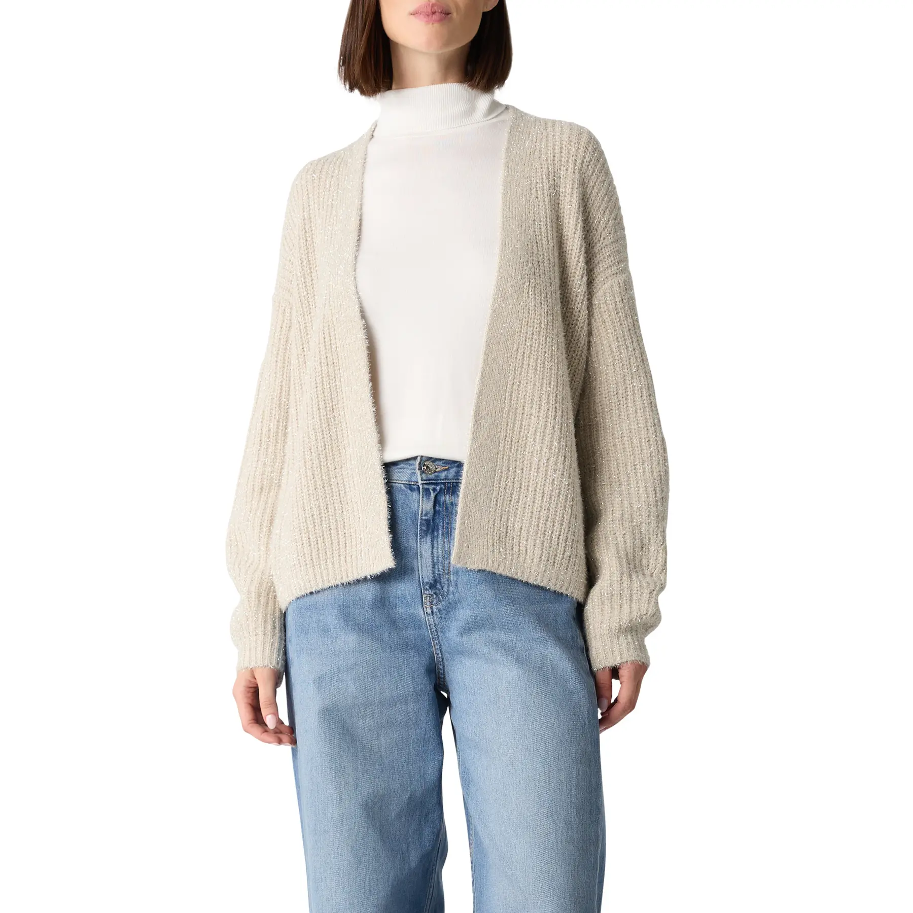 Duvetiger Lurex Cardigan mit Puffärmeln für Damen COMMA
