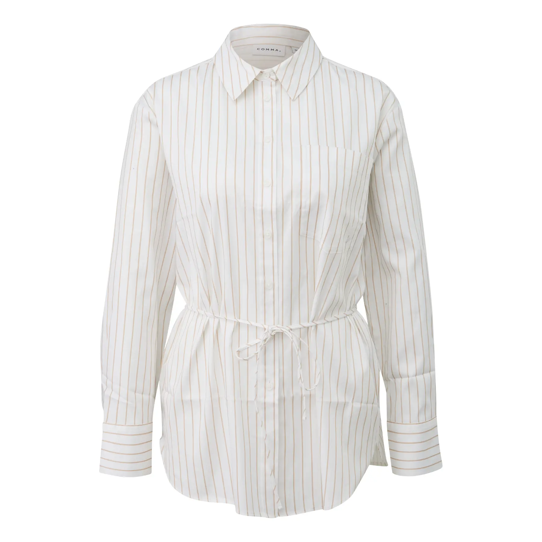 Camicia lunga in cotone elasticizzato satinato a taglio relaxed donna COMMA