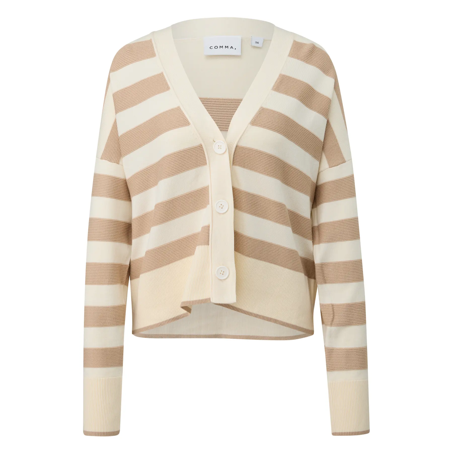 Gestreifter Damen Cardigan mit quadratischem Schnitt COMMA